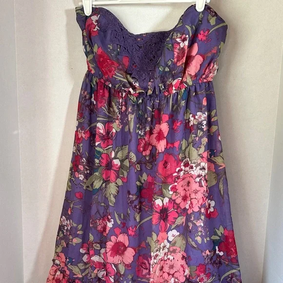 torrid purple floral dress Torrid PLUS Size 14 Purple Floral Pleated Sleeveless Skater Fit & Flare  Dress